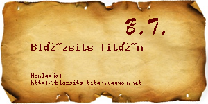 Blázsits Titán névjegykártya